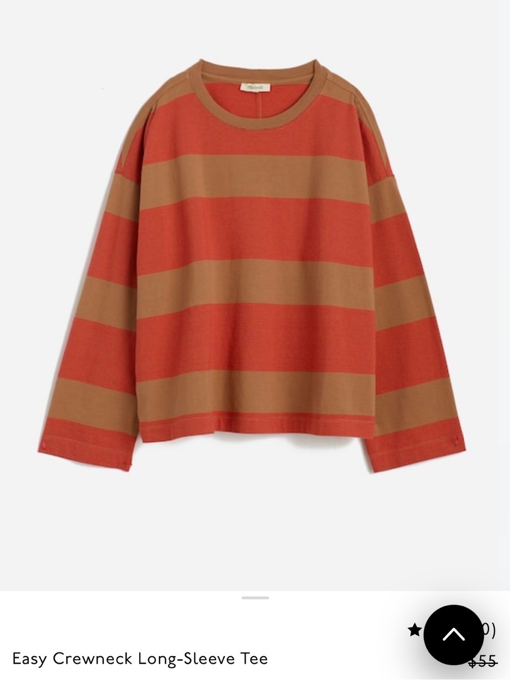 Madewell Striped Crewneck Long-Sleeve Tee in Rust and Camel